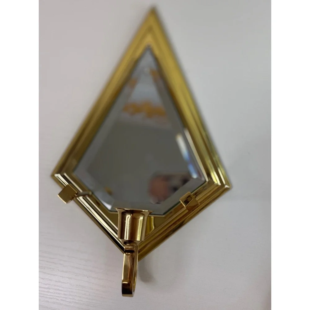 Vintage PartyLite Infinity Brass Mirrored Wall Candle Sconce